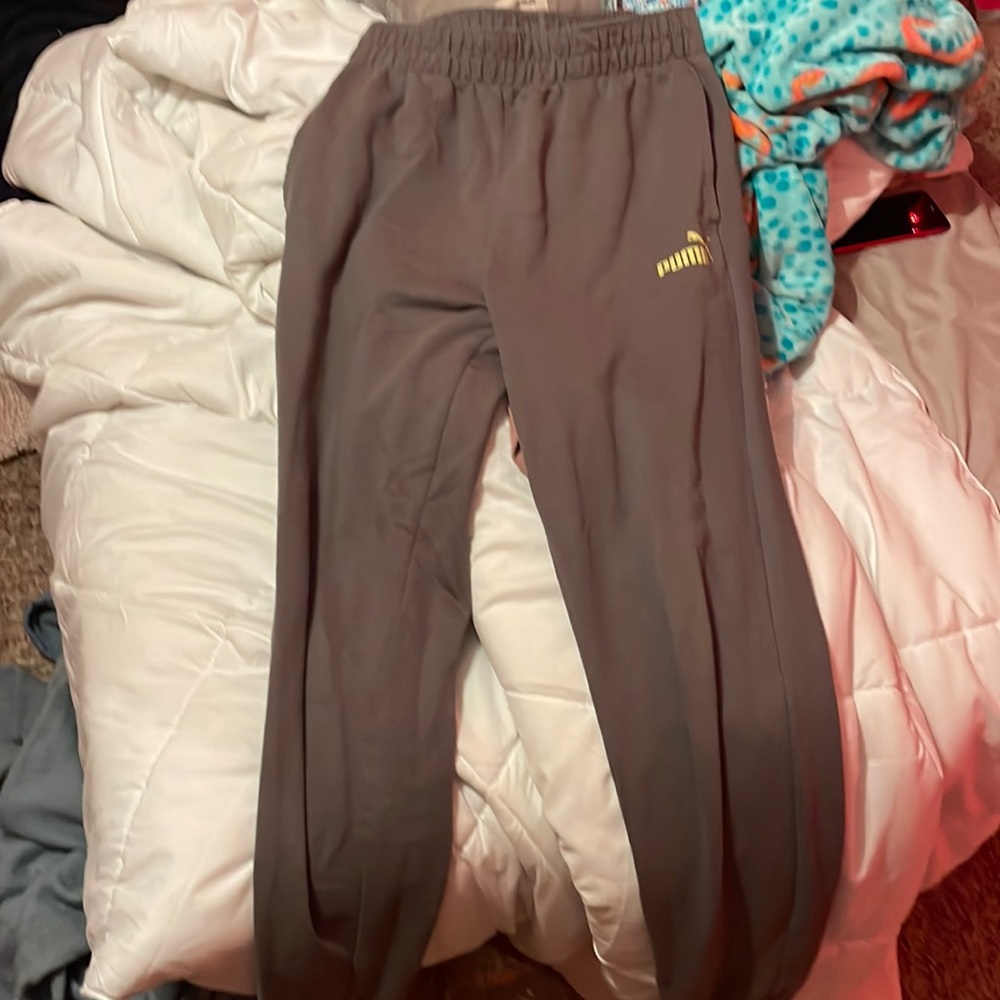 grey puma sweatpants, size L(14-16)